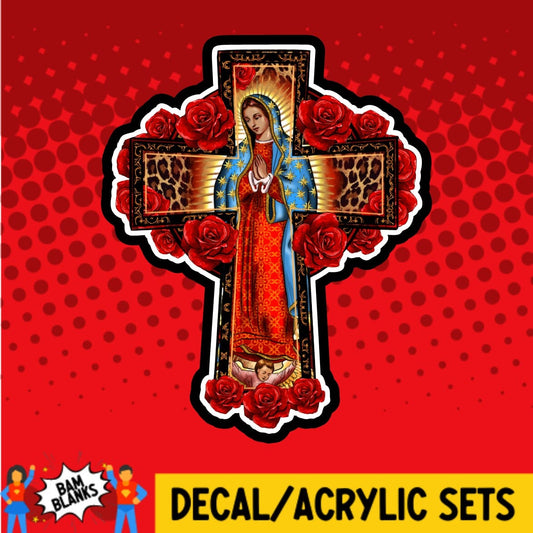 Our Lady of Guadalupe Rose Cross - DECAL AND ACRYLIC SHAPE #DA02091