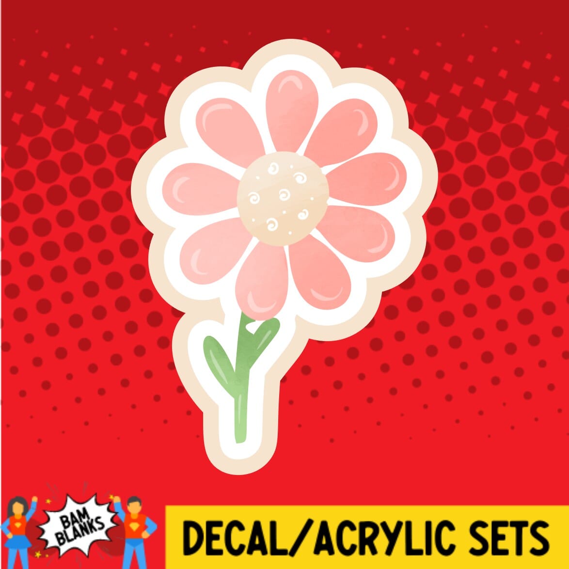 Peach Flower - DECAL AND ACRYLIC SHAPE #DA01994