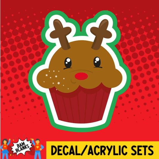 Reindeer Cupcake - DECAL AND ACRYLIC SHAPE #DA01621