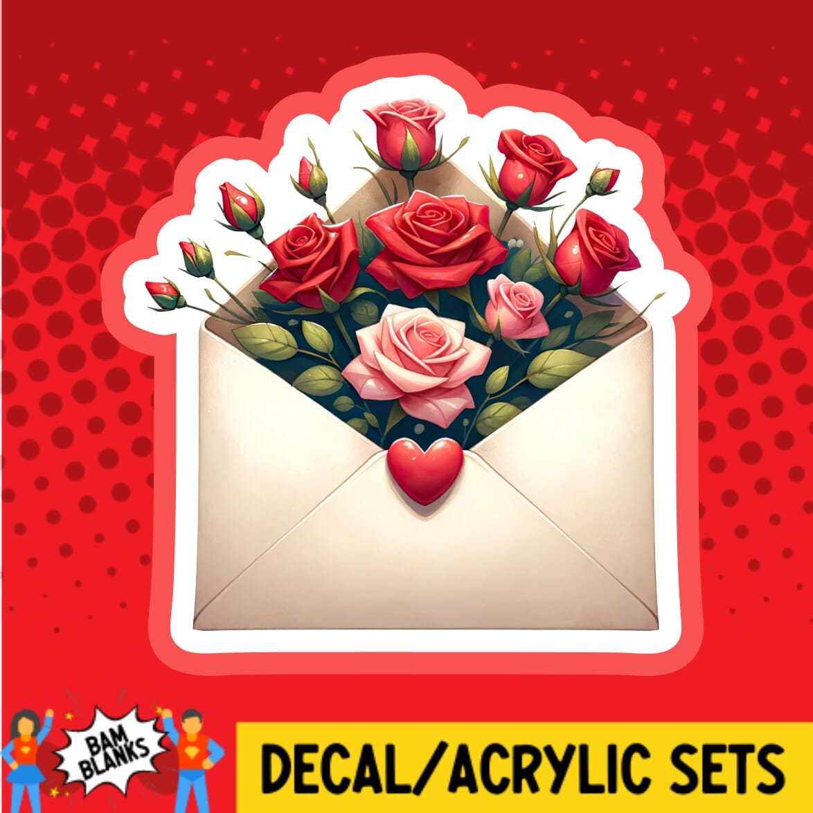 Rose Envelope - DECAL AND ACRYLIC SHAPE #DA01776