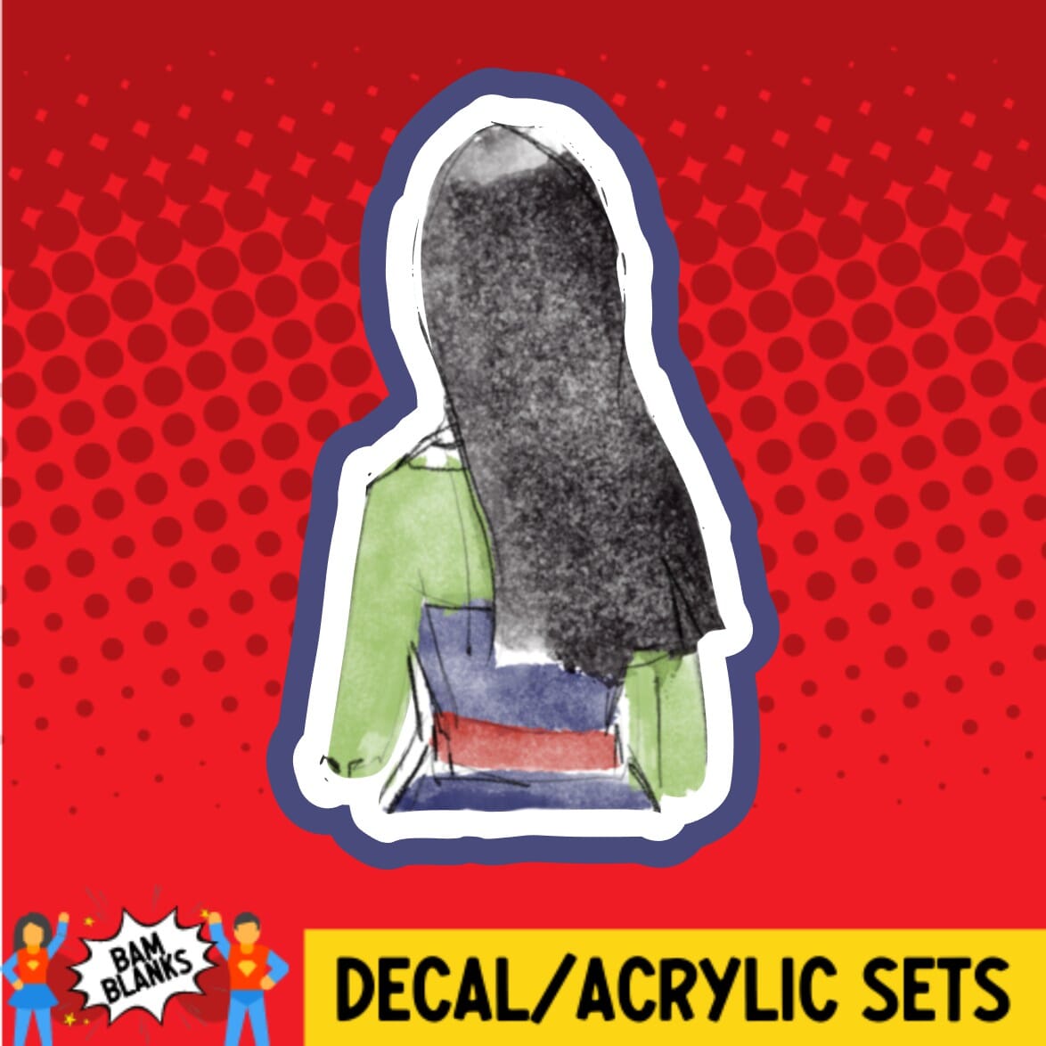 Samurai Princess Back View DECAL AND ACRYLIC SHAPE DA02009 BAM