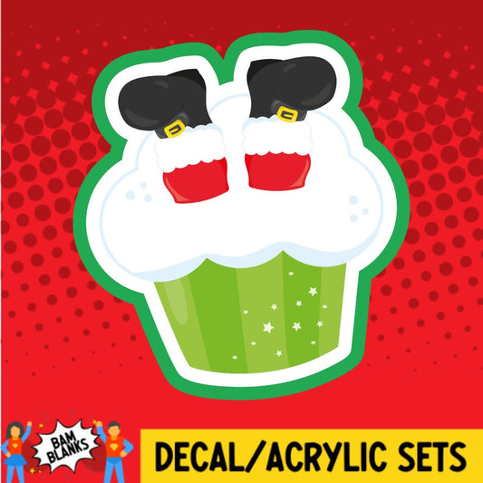 Santa Legs Cupcake - DECAL AND ACRYLIC SHAPE #DA01620