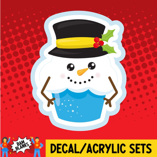 Snowman Cupcake - DECAL AND ACRYLIC SHAPE #DA01623