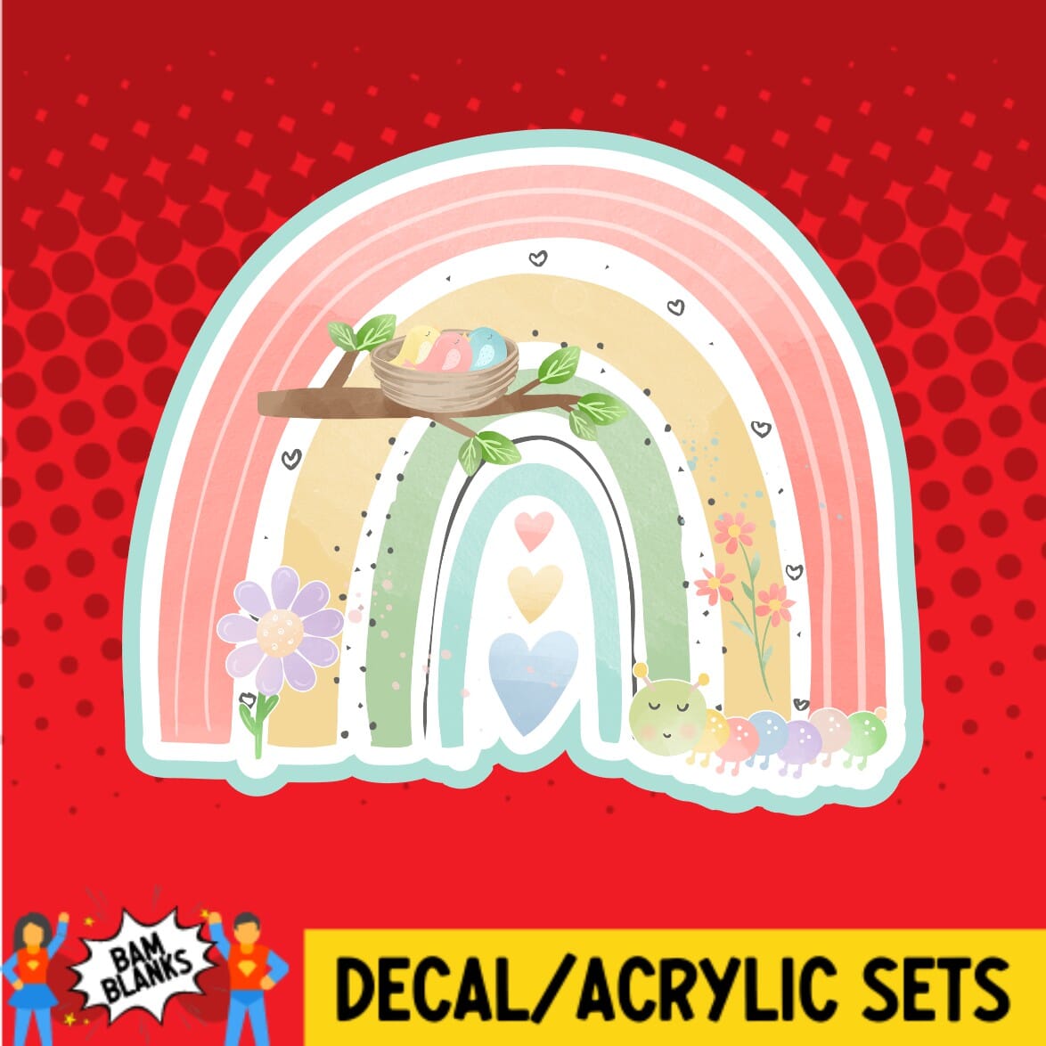 Spring Comp Decal Spring Rainbow - DECAL AND ACRYLIC SHAPE #DA01991 β BAM Blanks and More