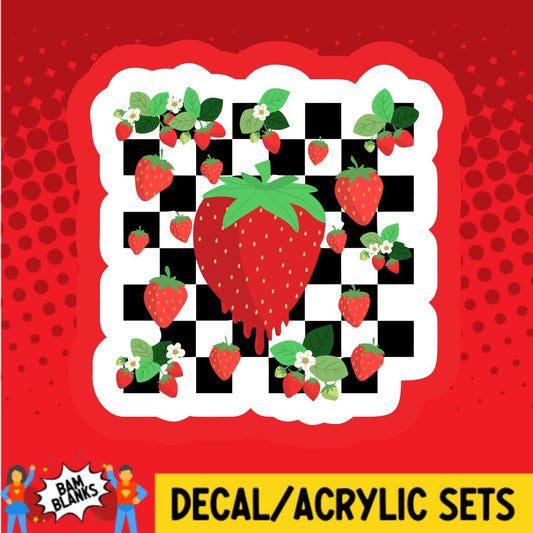Strawberry Checkers - DECAL AND ACRYLIC SHAPE #DA02115