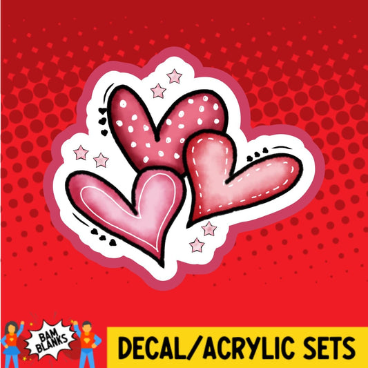 Three Hearts - DECAL AND ACRYLIC SHAPE #DA01707