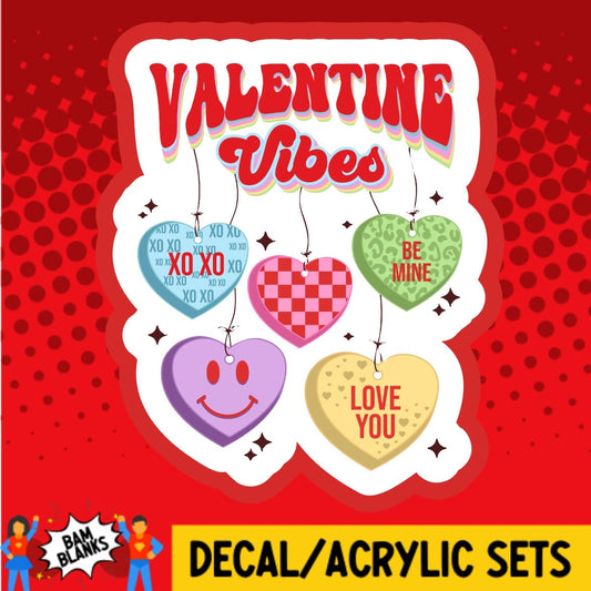 Valentine Vibes Hearts - DECAL AND ACRYLIC SHAPE #DA01823