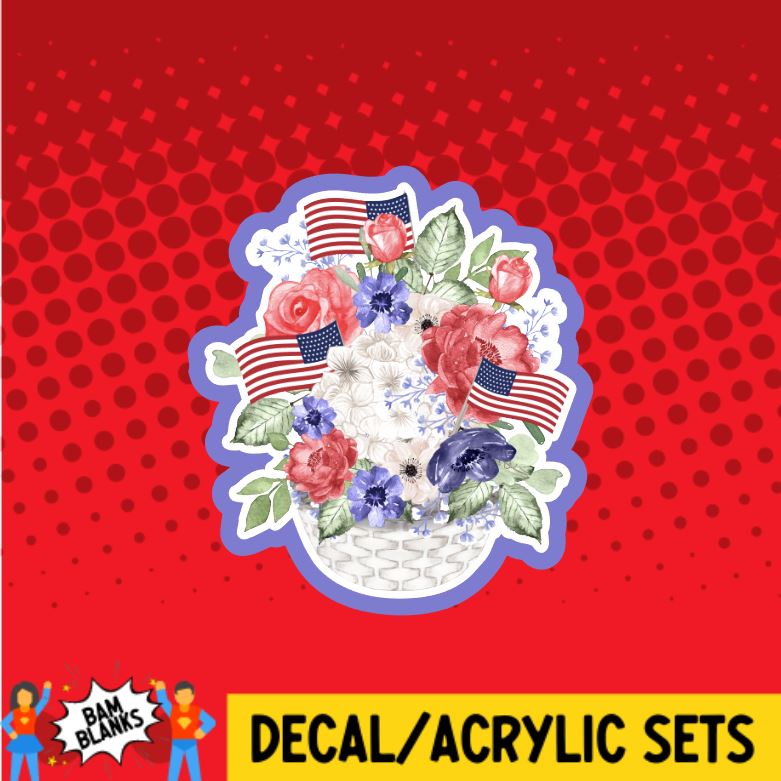 4th of July Flower Arrangement - DECAL AND ACRYLIC SHAPE #DA0197
