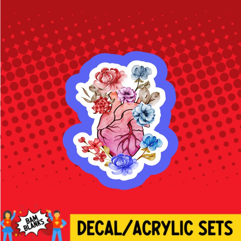 Anatomy Heart with Flowers - DECAL AND ACRYLIC SHAPE #DA0780