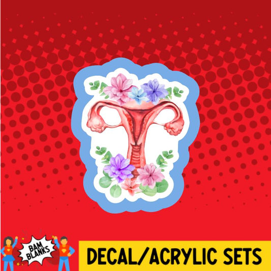 Anatomy Uterus with Flowers - DECAL AND ACRYLIC SHAPE #DA0769