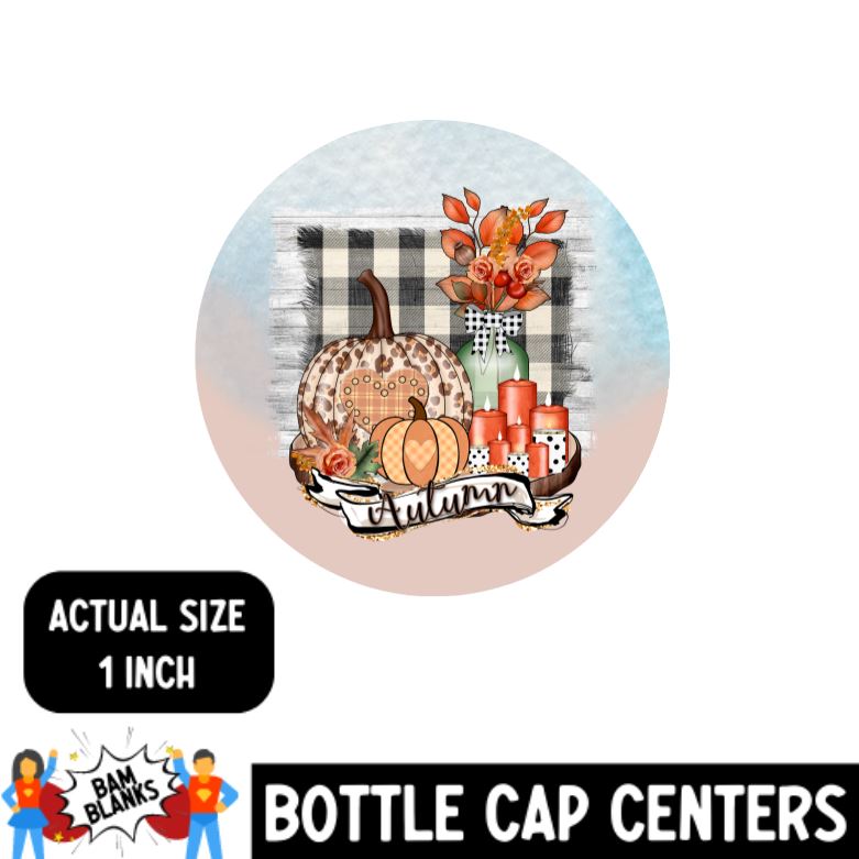 Autumn Pumpkins - Bottle Cap Center #BC0008