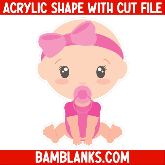 Baby Girl with Paci - Acrylic Shape #012