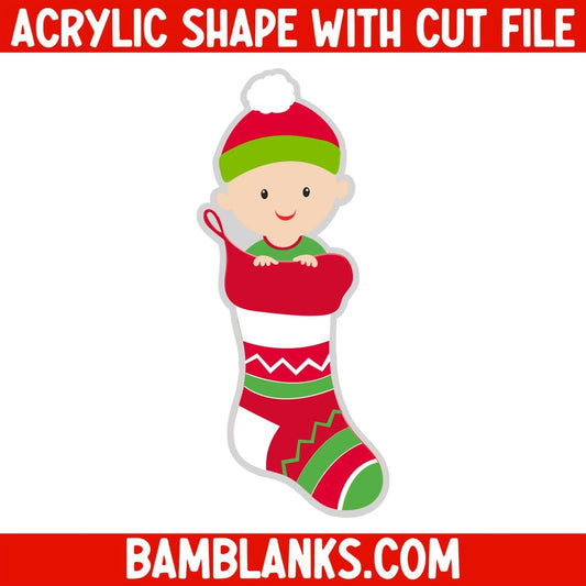 Baby in Stocking - Acrylic Shape #532