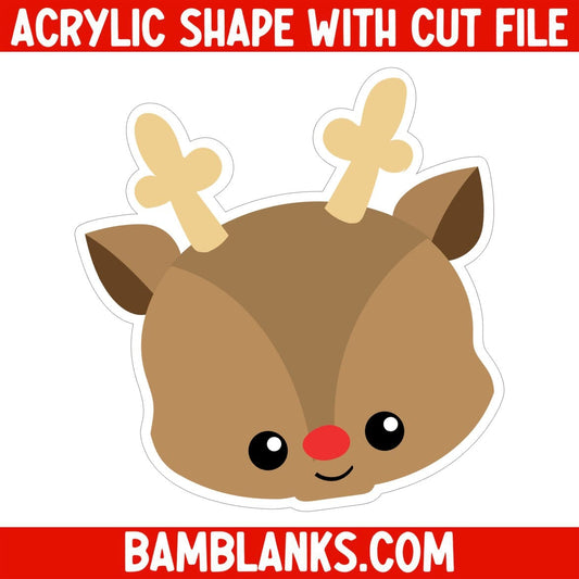 Baby Reindeer Face - Acrylic Shape #565