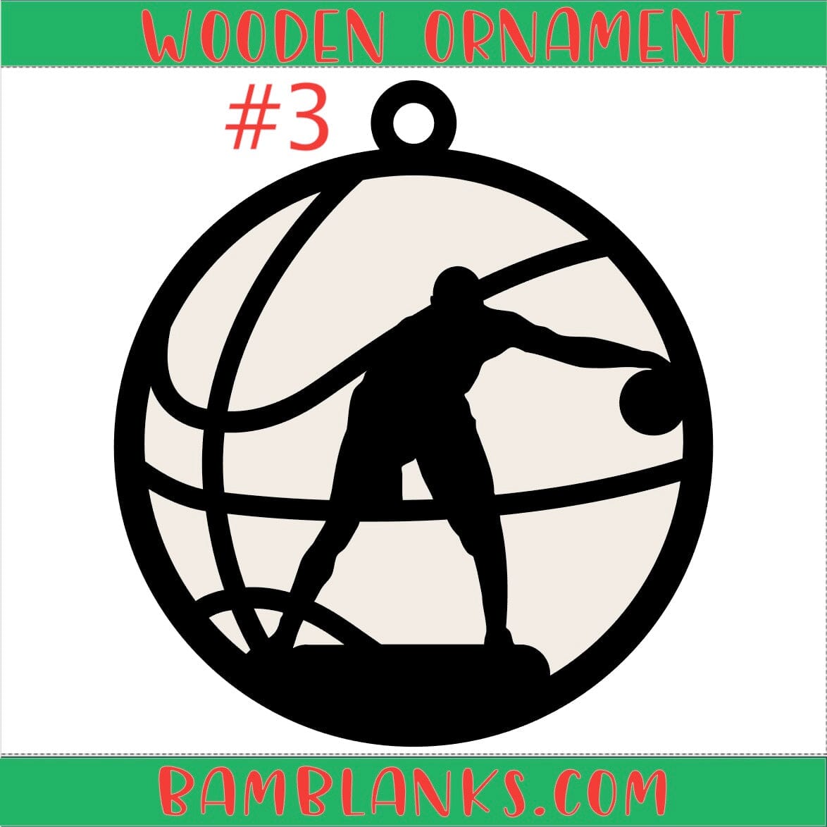 Basketball (Boys) - Wood Ornament #W166