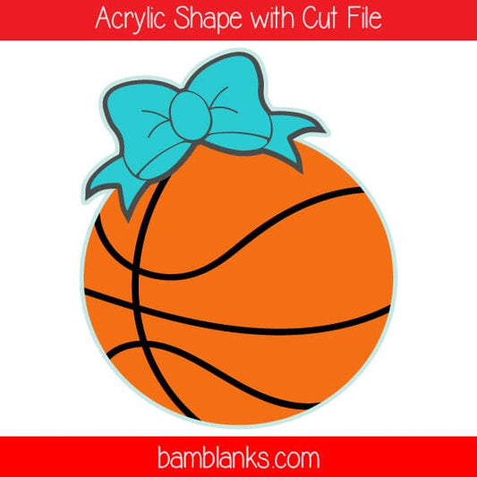 Basketball with Bow - Acrylic Shape #926