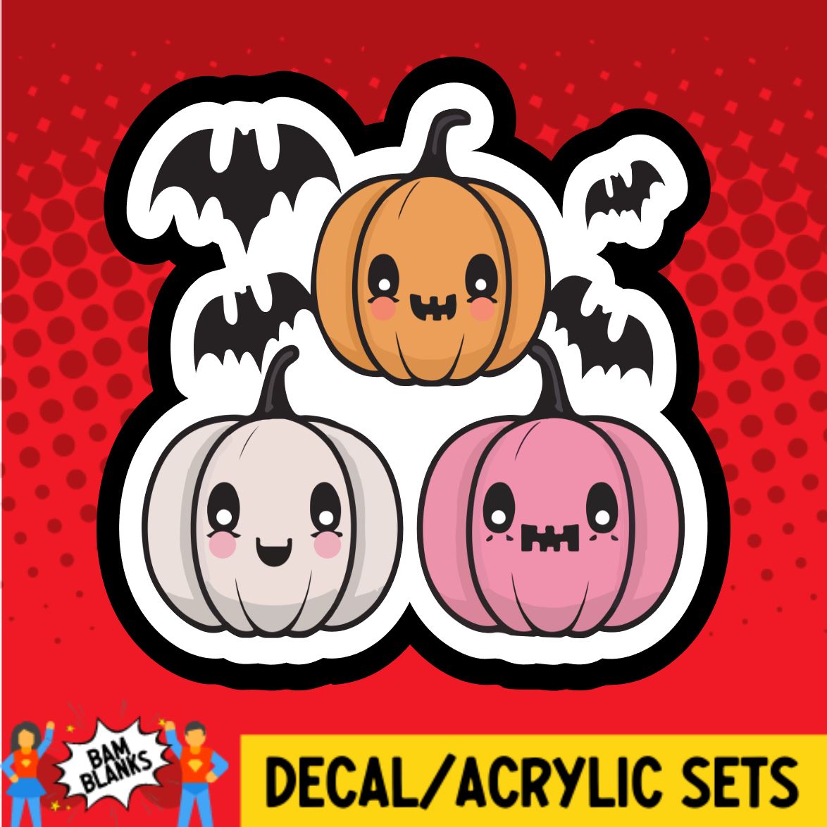 Bats and Pumpkins - DECAL AND ACRYLIC SHAPE #DA0