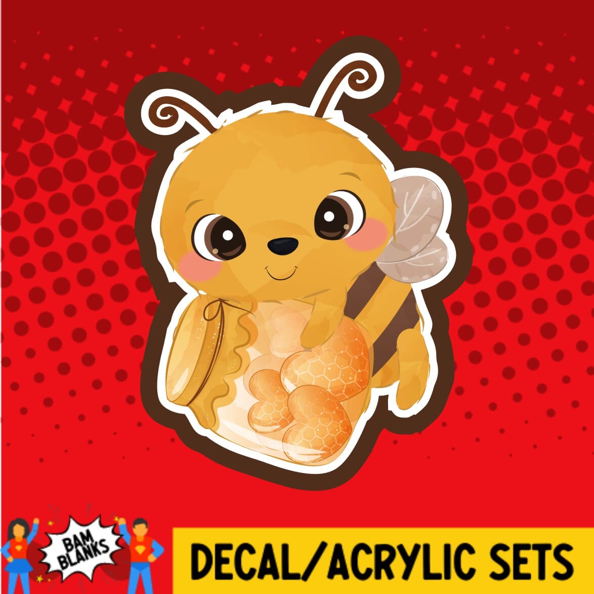 Bee with Honey Hearts - DECAL AND ACRYLIC SHAPE #DA0550