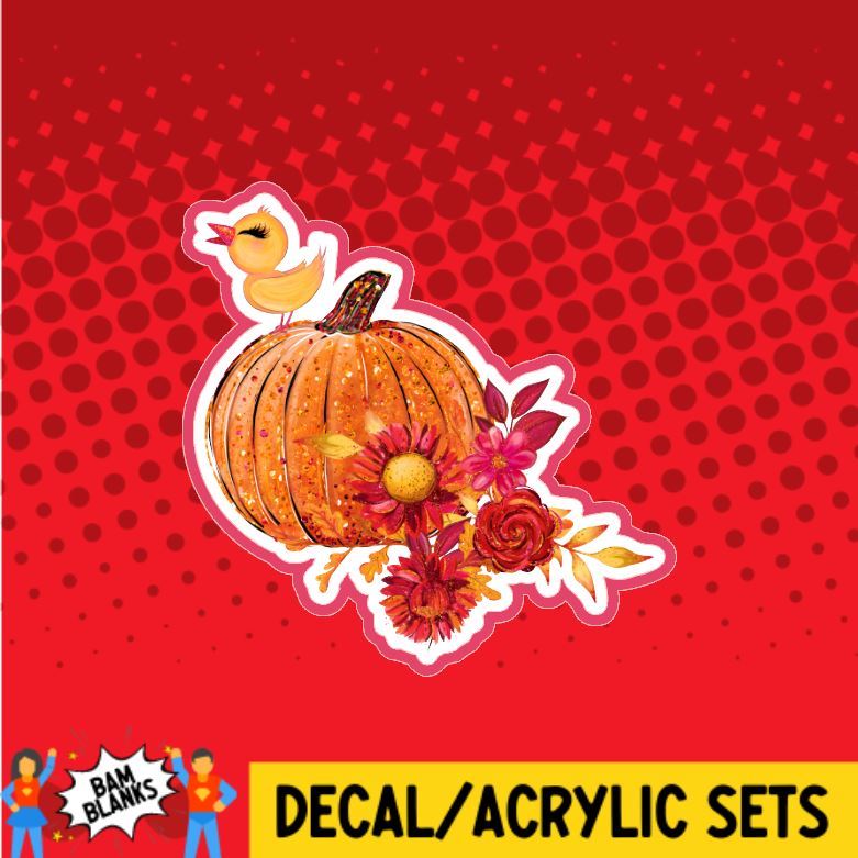 Bird and Pumpkin Floral - DECAL AND ACRYLIC SHAPE #DA0417