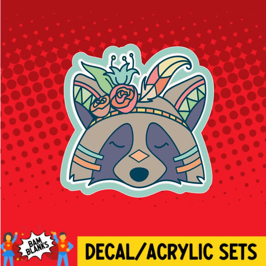 Boho Raccoon - DECAL AND ACRYLIC SHAPE #DA0104