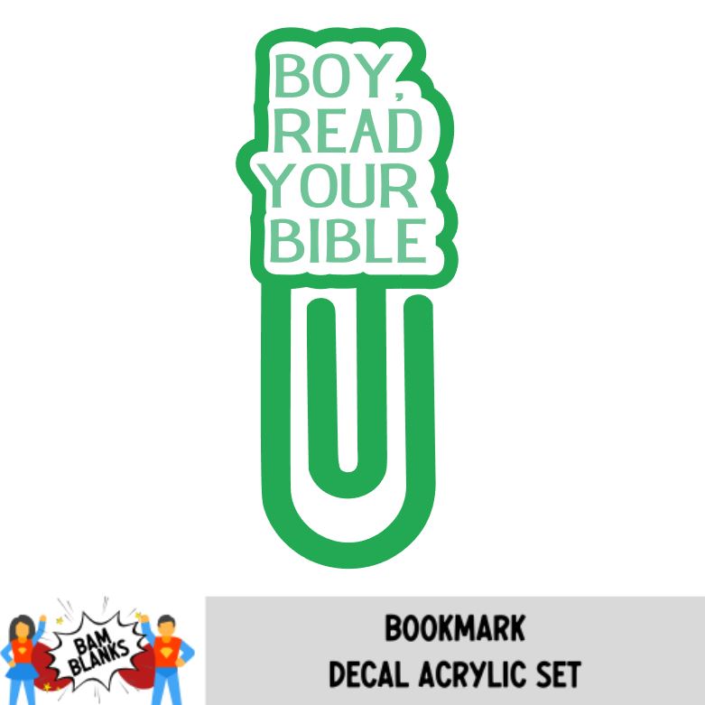 Boy Read Your Bible Paper Clip Bookmark - DECAL AND ACRYLIC SHAPE #BM0010