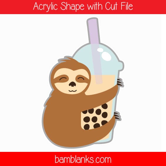 Bubble Tea Sloth - Acrylic Shape #399