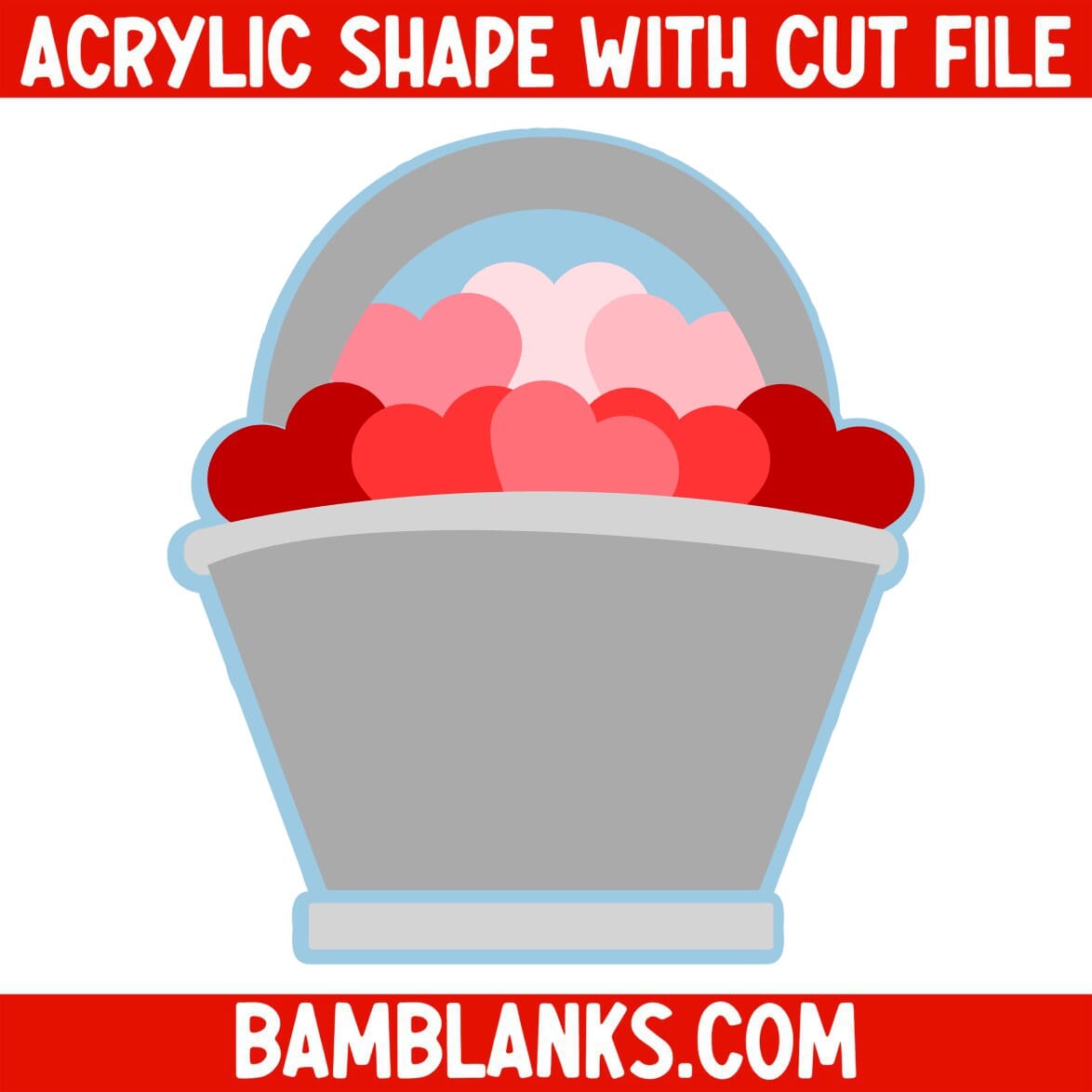 Bucket of Hearts - Acrylic Shape #372