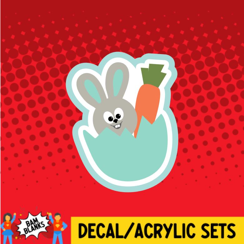 Bunny and Carrot in Egg - DECAL AND ACRYLIC SHAPE #DA0704