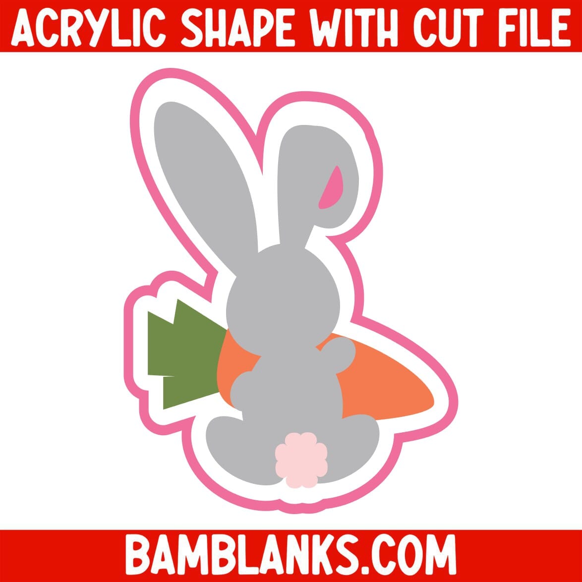 Bunny Back with Carrot - Acrylic Shape #2290