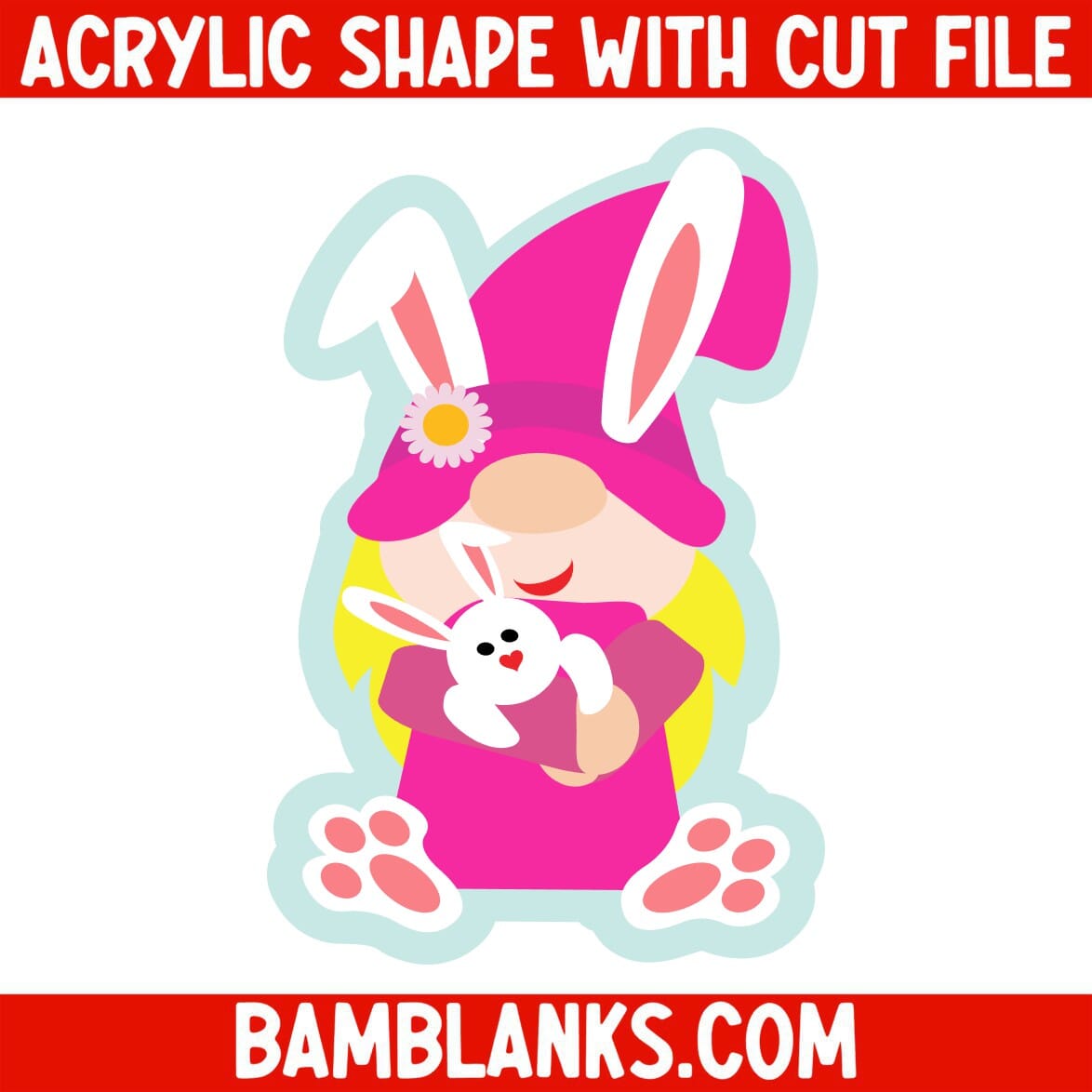 Bunny Gnome Girl - Acrylic Shape #1312