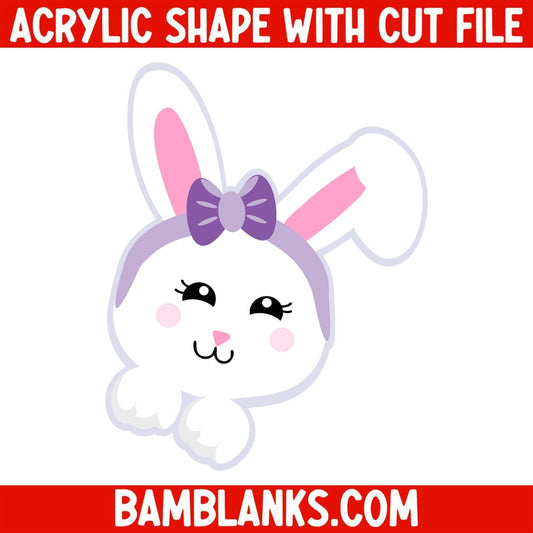 Bunny Head with Paws - Acrylic Shape #449
