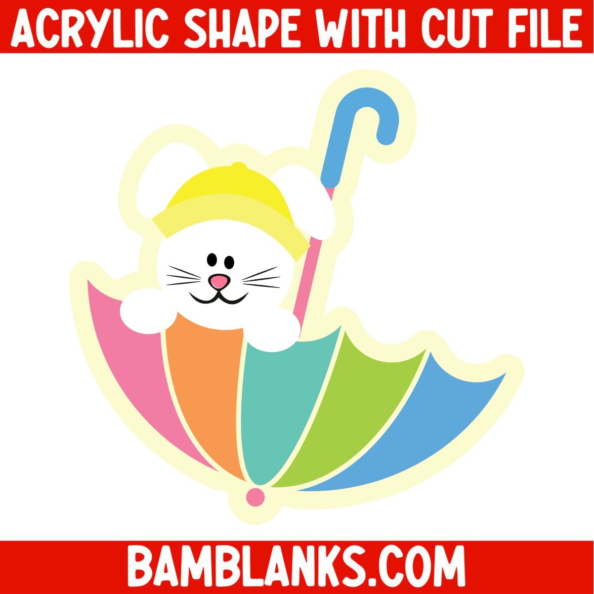 Bunny in Umbrella - Acrylic Shape #1364