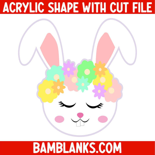 Bunny with Flower Crown - Acrylic Shape #1269
