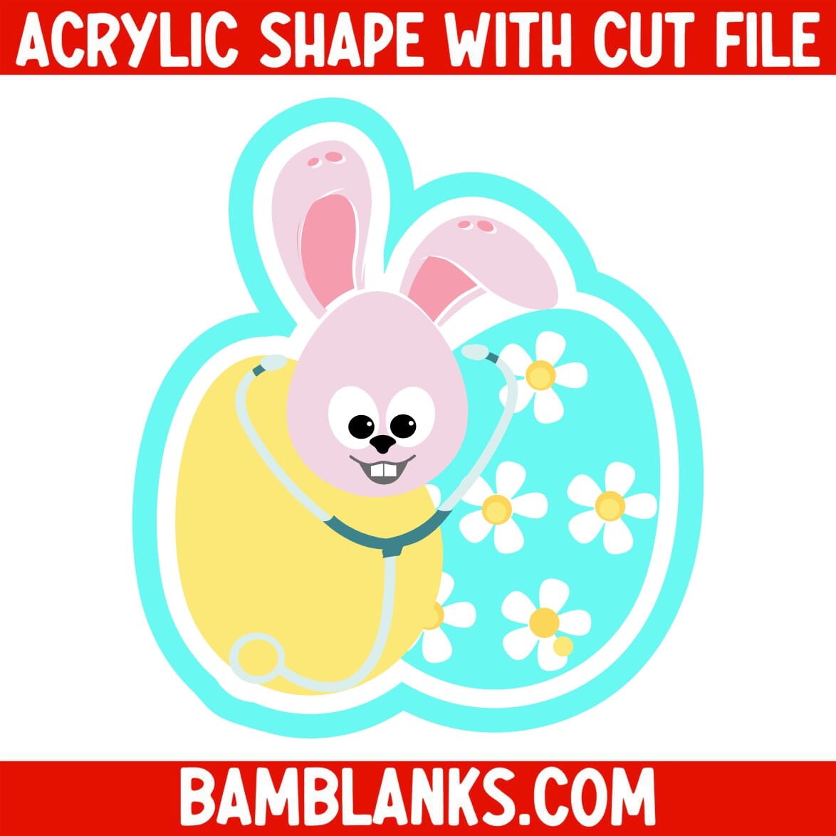 Bunny with Stethoscope and Easter Eggs - Acrylic Shape #2287