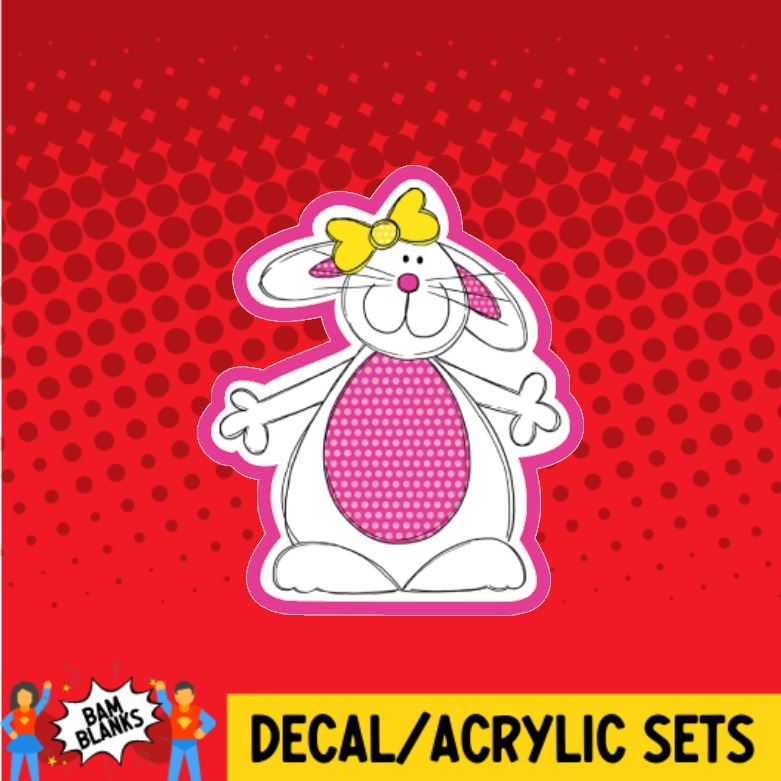 Bunny with Yellow Bow - DECAL AND ACRYLIC SHAPE #DA0522