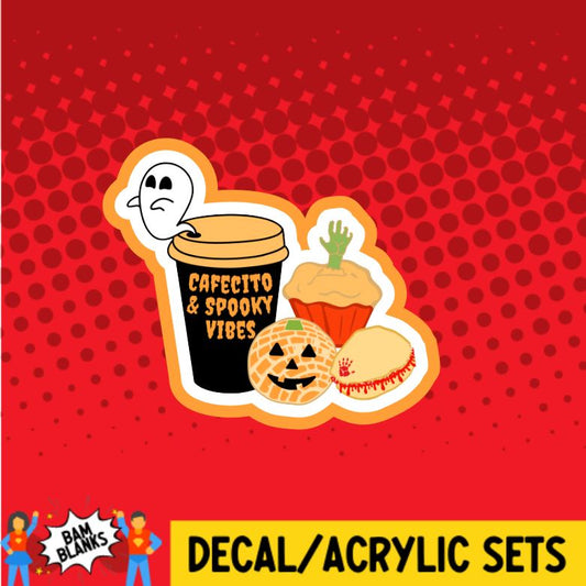 Cafecito and Spooky Vibes - DECAL AND ACRYLIC SHAPE #DA0313