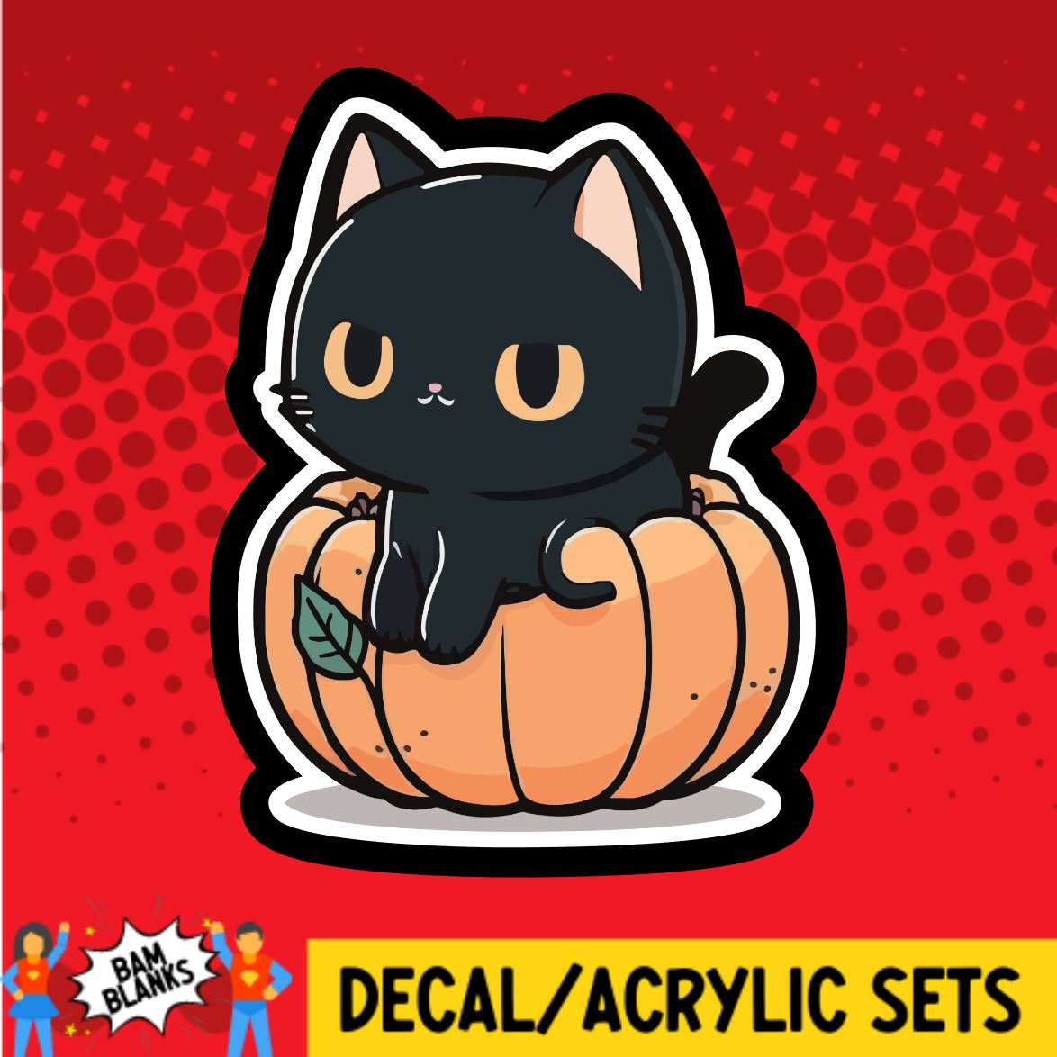 Cat with Pumpkin - DECAL AND ACRYLIC SHAPE #DA0