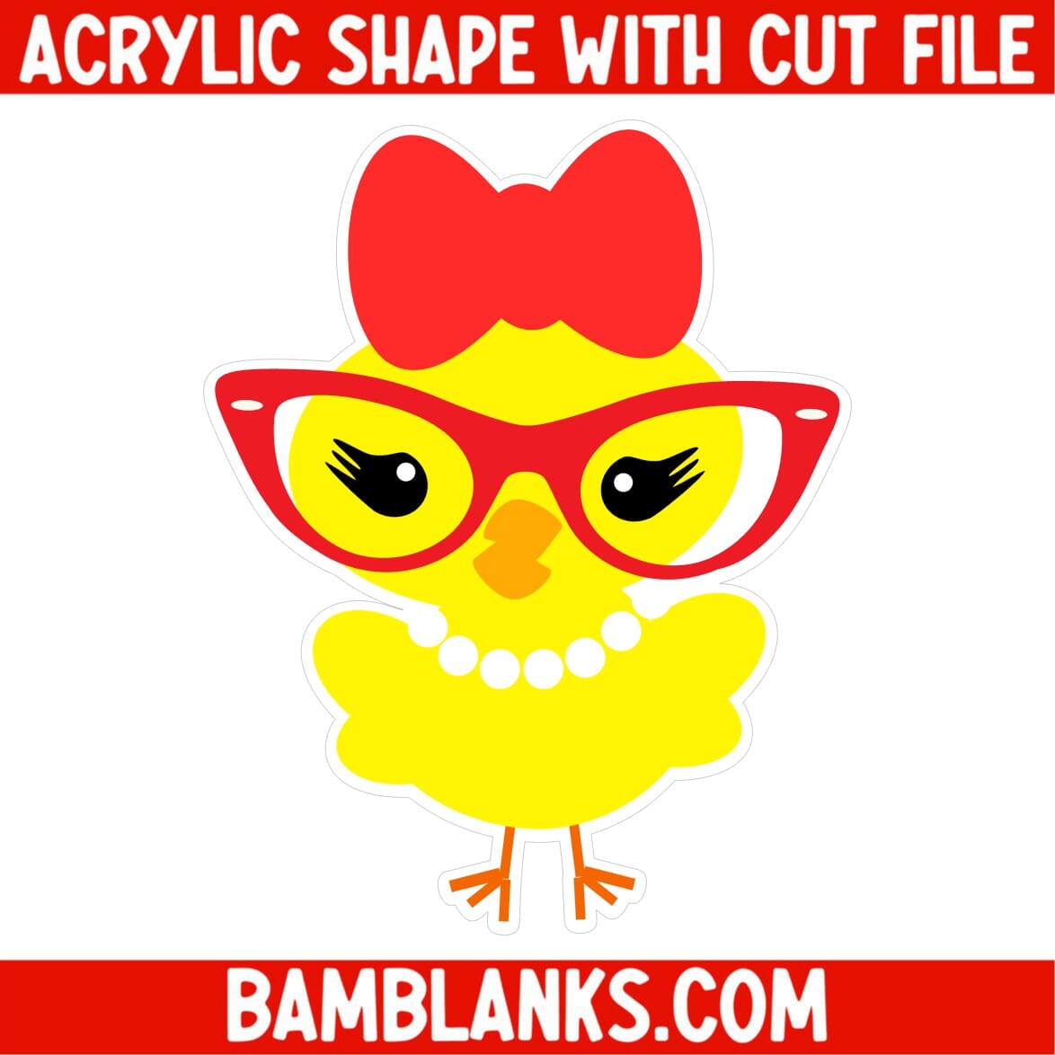 Chick with Cat Eye Glasses - Acrylic Shape #438