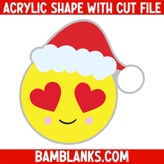 Christmas Heart Eyes Emoji - Acrylic Shape #567