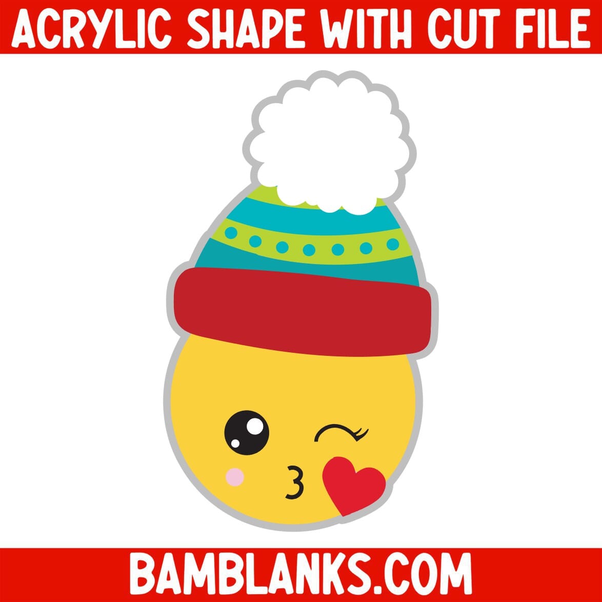 Christmas Kiss Emoji - Acrylic Shape #568