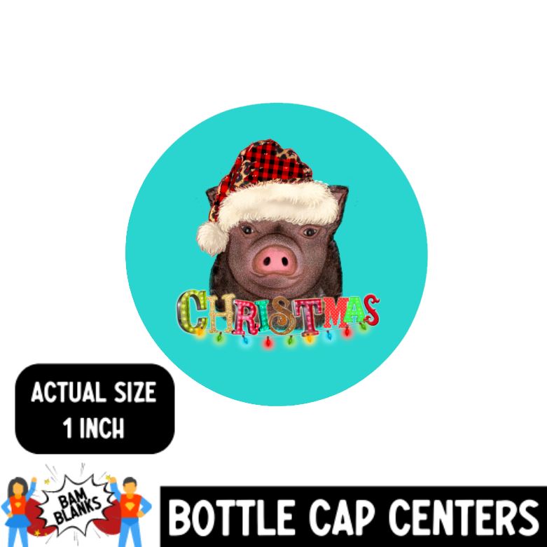 Christmas Pig - Bottle Cap Center #BC0012