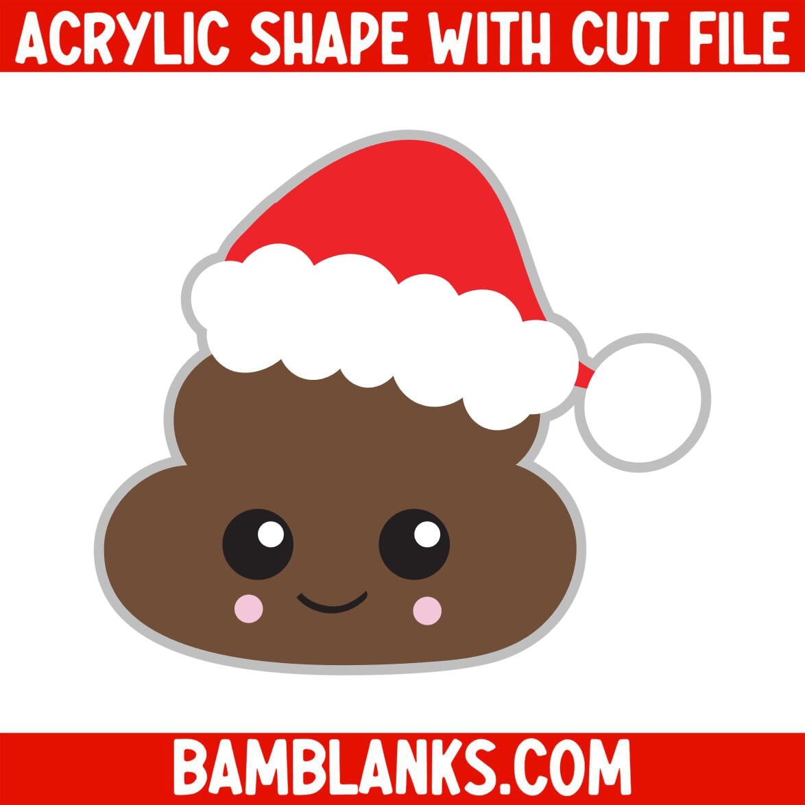 Christmas Poop Emoji - Acrylic Shape #556