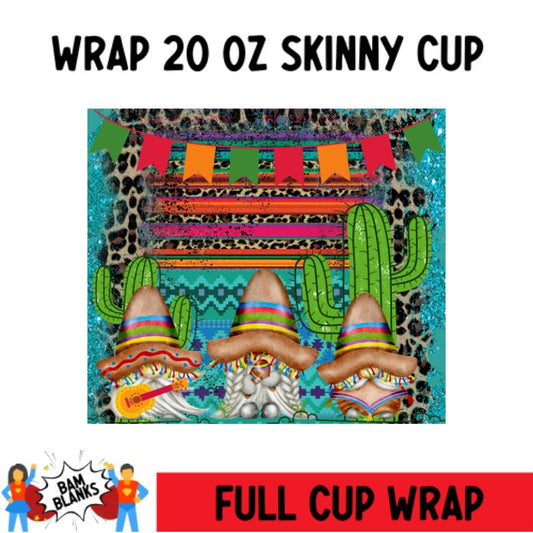 Cinco de Mayo Gnomes - 20 oz Skinny Cup Wrap - CW0074