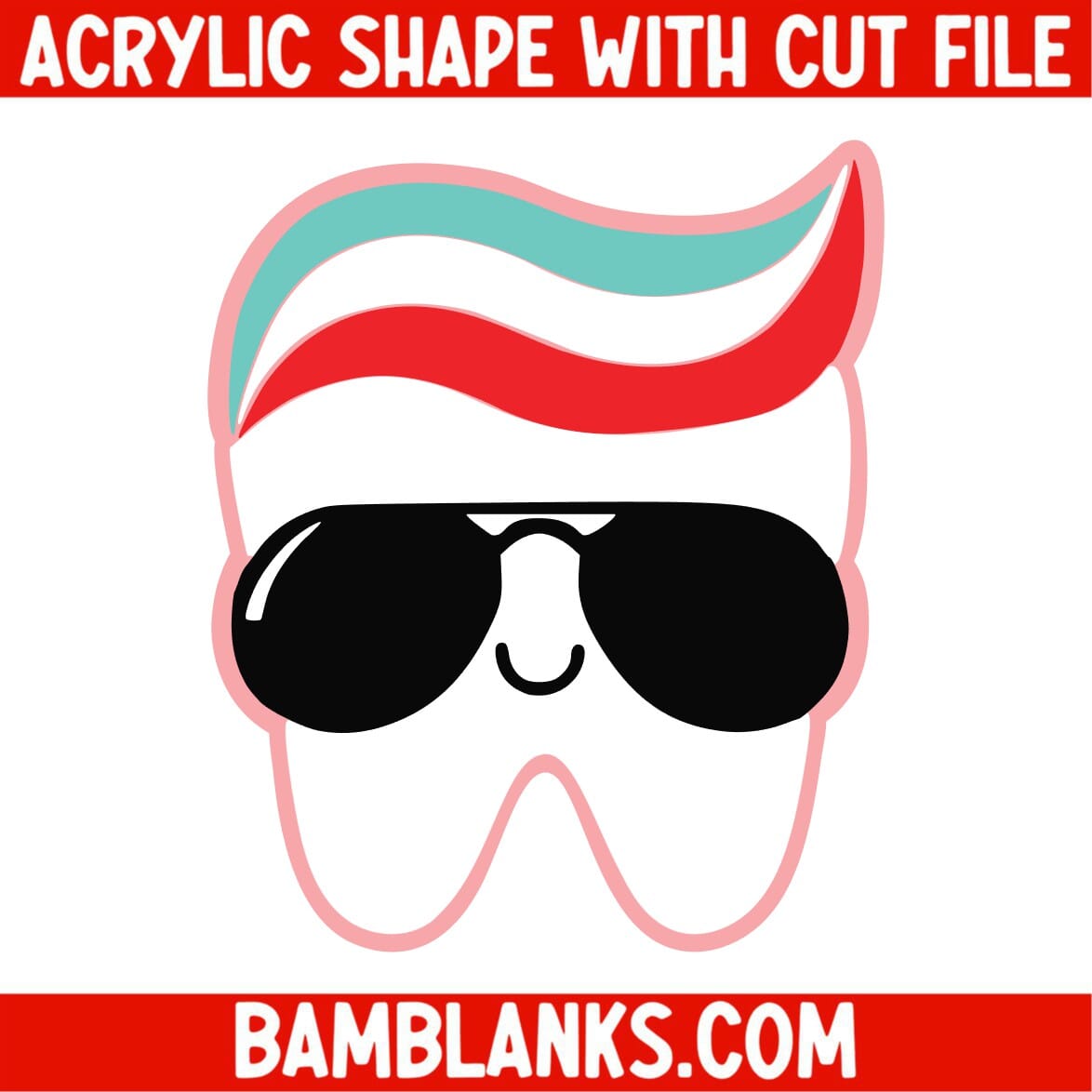 Tooth Acrylic Design Cool Tooth - Acrylic Shape #2037 – BAM Blanks and More