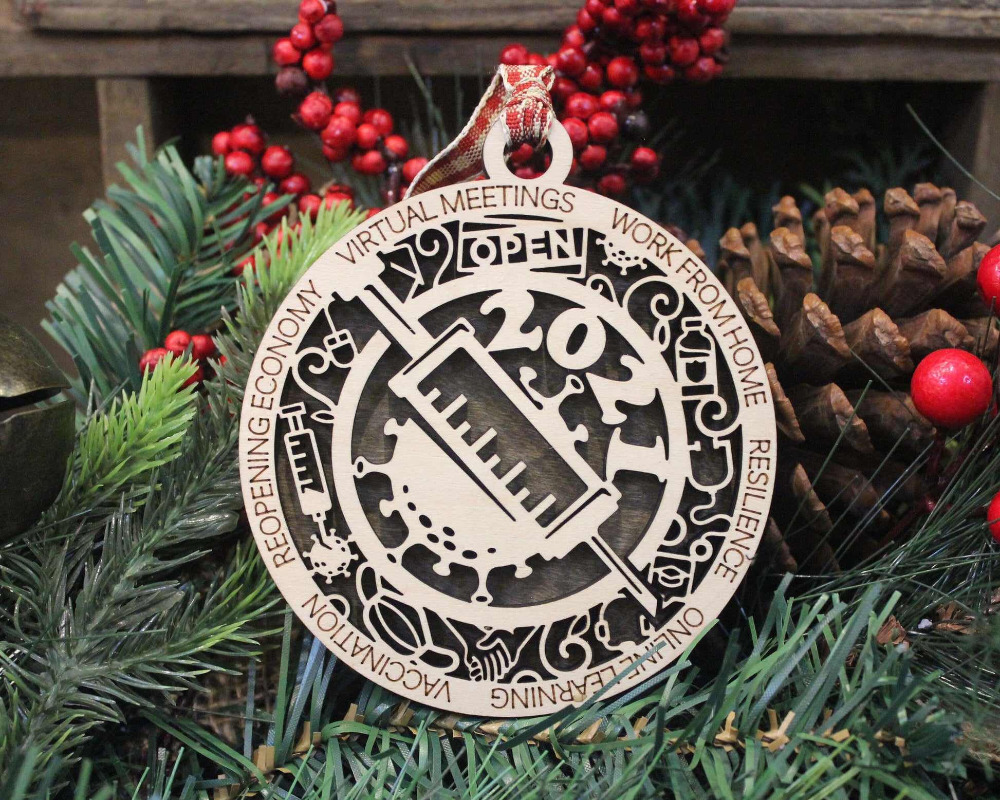 Covid 2021 2 - Wood Ornament #W141