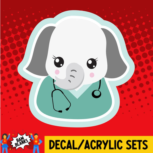 Elephant in Scrubs - DECAL AND ACRYLIC SHAPE #DA0755