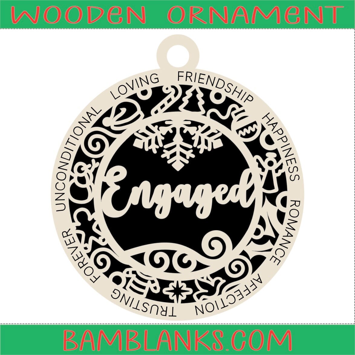 Engaged - Wood Ornament #W110