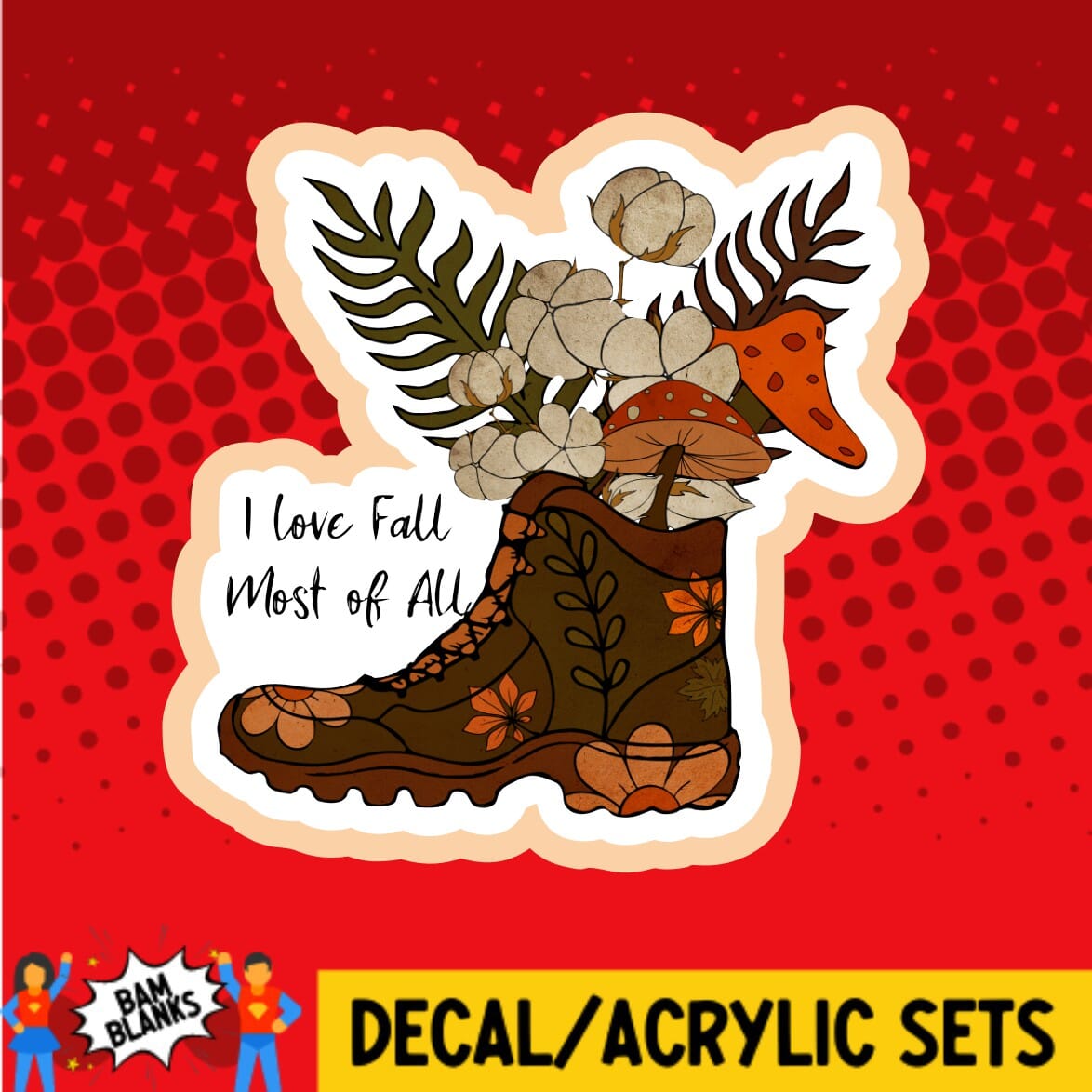 Fall Boot - DECAL AND ACRYLIC SHAPE #DA0232