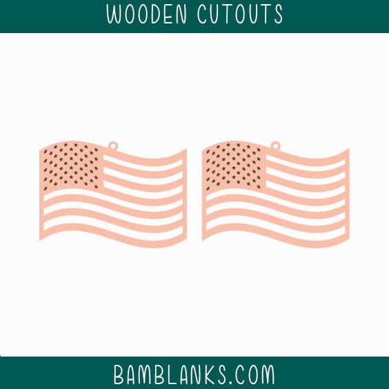 Flag 2 Earrings Wood Blanks #W046