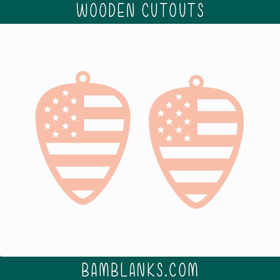 Flag 3 Earrings Wood Blanks #W047